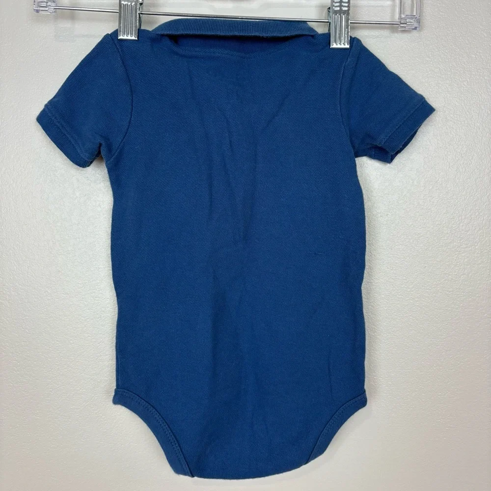 OshKosh B'Gosh Bundle Size 18M Orange Plaid Vestbak Shortalls Blue Polo Bodysuit